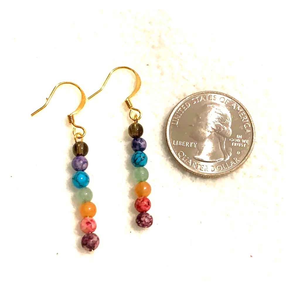 NWT Hand Beaded 7 Chakra stone earrings